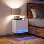 vidaXL Table de chevet murale avec lumières LED blanc