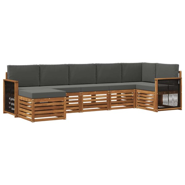 vidaXL Ensemble de canapés d'extérieur 6 pc Naturel et Anthracite