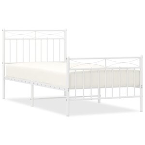 vidaXL Cadre de lit métal sans matelas avec pied de lit blanc 90x200cm