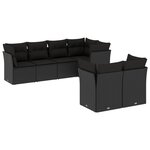 vidaXL Salon de jardin 7 Pièces avec coussins noir résine tressée