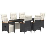 vidaXL Ensemble de Dînette de Jardin de 7 Pièces avec Coussins Noir Rotin Poly