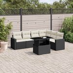 vidaXL Salon de jardin 7 Pièces avec coussins noir résine tressée