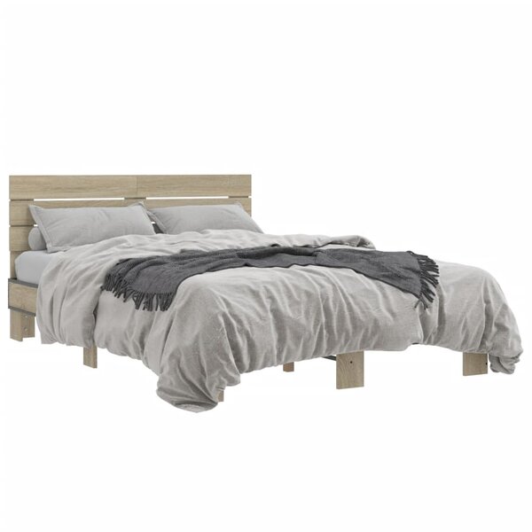 vidaXL Cadre de lit chêne sonoma 140x200 cm bois d'ingénierie et métal