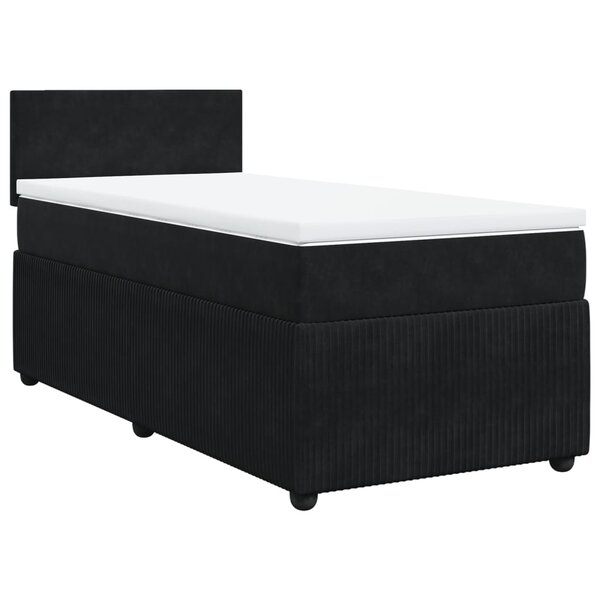 vidaXL Sommier à lattes de lit et matelas Noir 80x200 cm Velours