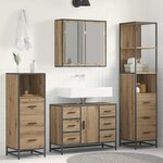 vidaXL Ensemble de mobilier de salle de bain 4 Pièces chêne artisanal