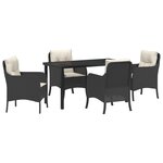 vidaXL Ensemble de salle à manger de jardin 5 pièces avec coussins Noir Poly Rattan