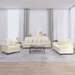 vidaXL Ensemble de canapés 3 Pièces avec coussins Crème Velours
