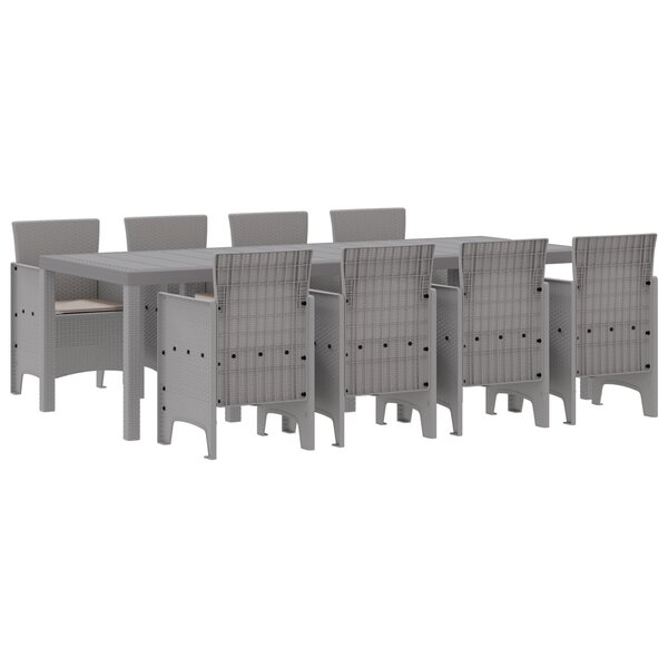 vidaXL Ensemble de Salle à Manger de Jardin 9 Pièces avec Coussins Rattan Poly Blanc de