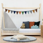 Lit Tipi enfant bois massif gris 120 x 200 cm