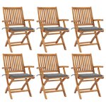 vidaXL Chaises pliables de jardin avec coussins lot de 6 Bois de teck