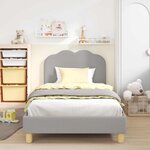 vidaXL Cadre de lit pour enfants avec tête de lit Gris clair 90x200 cm