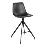 Chaise de comptoir en cuir synthétique noir avec pieds noirs