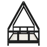 vidaXL Cadre de lit pour enfants noir 90x200 cm bois de pin massif