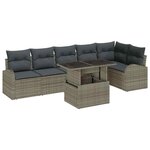 vidaXL Ensemble de canapé de jardin avec coussin 7 Pièces Gris Poly rotin