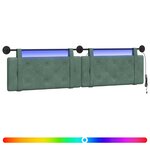 vidaXL Tête de lit suspendue Avec lumière LED Vert Mer Velours