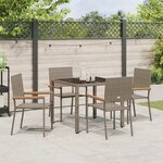 Ensemble de jardin 5 pièces gris en rattan poly