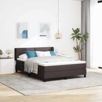 vidaXL Lit à ressorts avec matelas Marron foncé 190 x 140 cm Polyester