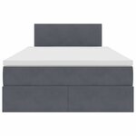 vidaXL Lit de rangement LED avec matelas Gris foncé 120 x 190 cm