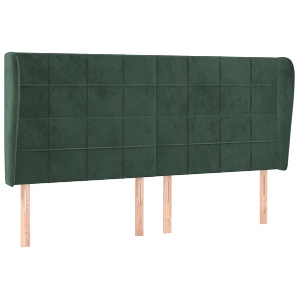 vidaXL Tête de lit avec oreilles Vert foncé 203x23x118/128 cm Velours