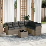 vidaXL Salon de jardin avec coussins 7 Pièces gris résine tressée