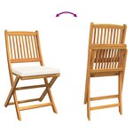 Chaises de jardin pliantes vidaXL avec coussin blanc 6 pièces en bois d'acacia massif