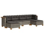 vidaXL Salon de jardin 6 Pièces avec coussins gris résine tressée