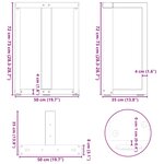 vidaXL Pieds de table à manger en T  2 pièces  noir  50 x 35 x (72-73) cm  acier