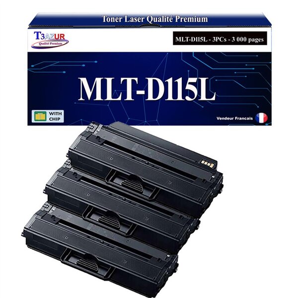 T3AZUR - 3x Toners compatibles avec Samsung MLTD115L MLT-D115L pour Samsung Xpress M2620 M2670 M2820 M2870 M 2620 M 2670 M 2820 M 2870