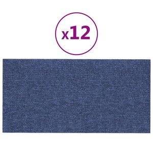vidaXL Panneaux muraux 12 Pièces Bleu 30x15 cm Tissu 0 54 m²
