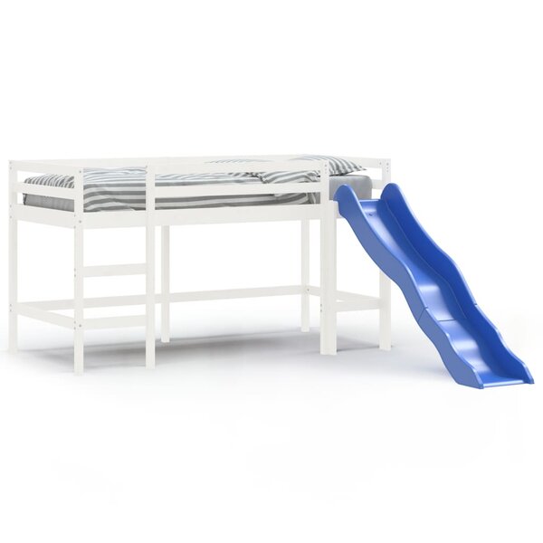 vidaXL Lit mezzanine enfants toboggan blanc 90x200 cm bois pin massif