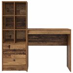 vidaXL Bureau avec tiroir avec étagère avec stockage 2 Pièces Bois ancien