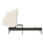vidaXL Chaise longue avec auvent noir résine tressée