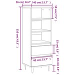 vidaXL Buffet haut Noir 40x36x110 cm Bois d'ingénierie