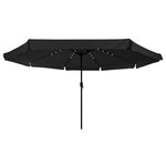 vidaXL Parasol de jardin Noir 395 x 395 x 245 cm Polyester et Acier