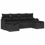 vidaXL Ensemble de Canapés avec coussin 6 Pièces Noir polyrotin