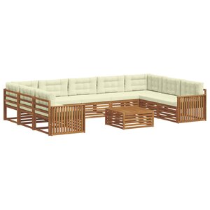 vidaXL Ensemble de canapés d'extérieur 10 pc Naturel et Crème