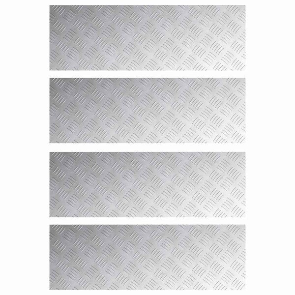 vidaXL Plaques à damier 4 Pièces Argent 90 x 30 cm Aluminium
