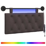 vidaXL Tête de lit suspendue Avec lumière LED Marron foncé Tissu