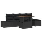 vidaXL Ensemble de salle à manger de jardin de 6 pièces avec coussins en poly rattan noir