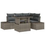 vidaXL Ensemble de canapé de jardin 5 pièces avec coussins en poly rotin gris
