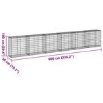 vidaXL Panier gabion avec couvercle 600x50x100 cm fer galvanisé