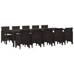 vidaXL Ensemble de Salle à Manger de Jardin de 11 Pièces avec Coussins Marron Poly Rattan