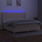 vidaXL Sommier à lattes de lit matelas et LED Crème 200x200 cm Tissu