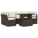 vidaXL Ensemble de Canapé de Jardin de 7 Pièces avec Coussins en Poly Rattan Marron
