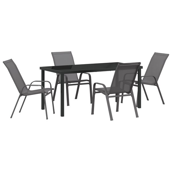Ensemble de Salle à Manger de Jardin 5 Pièces vidaXL Gris Textilène et Acier