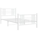 vidaXL Cadre de lit métal avec tête de lit/pied de lit blanc 107x203cm