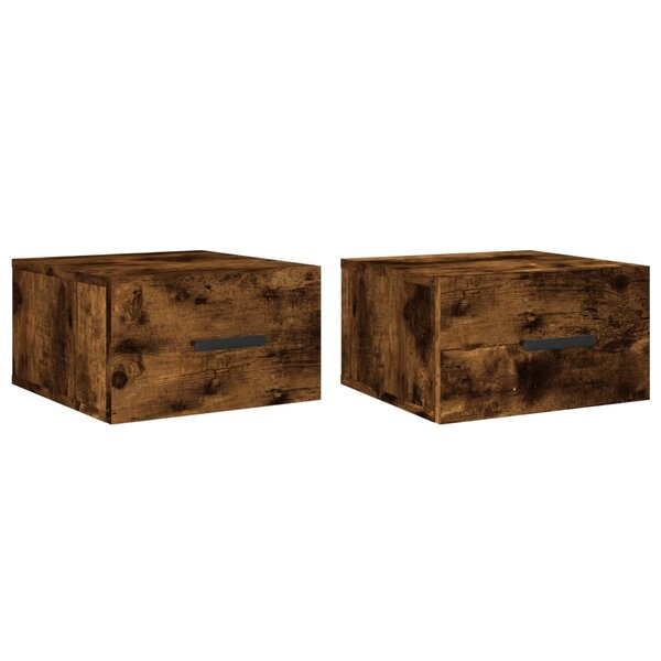 vidaXL Tables de chevet murales 2 Pièces chêne fumé 35x35x20 cm