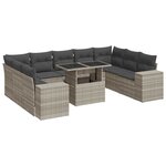 vidaXL Salon de jardin avec coussins 10 Pièces gris clair résine tressée