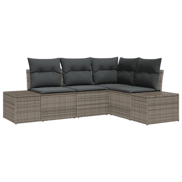 vidaXL Ensemble de canapé de jardin 4 pièces avec coussins gris poly rotin