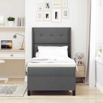 vidaXL Lit à ressort LED avec matelas Gris foncé 100 x 200 cm tissu